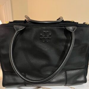 TORY BURCH LARGE BLACK LEATHER ELLA TOTE
